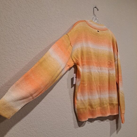 O'Neill Long Sleeve Knitted Sweater Striped Orange Yellow Sz S NWT Casual Beach - Picture 10 of 11